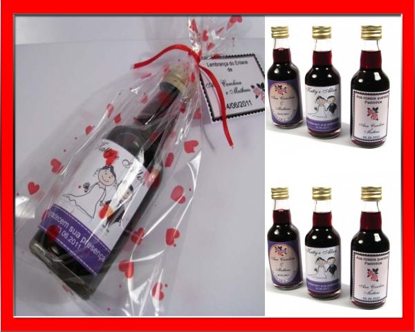 10 Garrafinhas para Mini Vinho Personalizadas